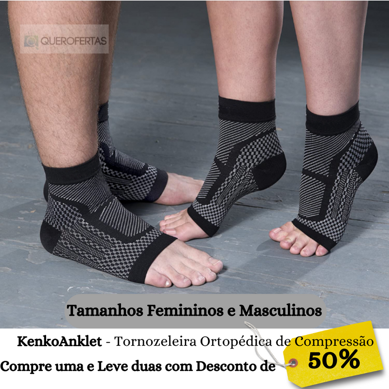 KenkoAnklet Tornozeleira Ortopédica de Compressão - Pague 1 Leve 2